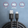 BUMM-AM20AB Kabel MicroUSB - USB A, 2m, USB 2.0, 2.4A, ALU, oplot Czarny-8932252