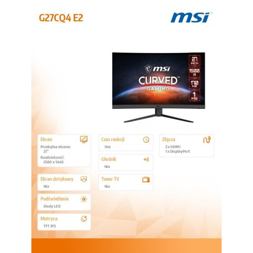 Monitor gamingowy 27 cali G27CQ4 E2 VA CURVED/LED/WQHD/170Hz-8930580