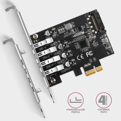 PCEU-43RS Kontroler PCIe 4x port USB 3.2 GEN 1, UASP, chipset Renesas, 15-pin SATA zasilacz-8931954