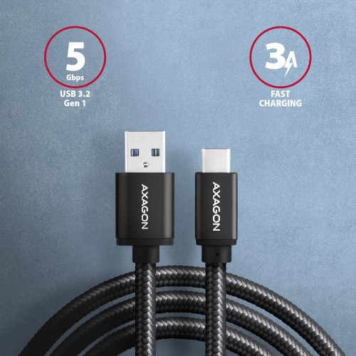 BUCM3-AM15AB Kabel USB-C - USB-A, 1.5m, USB 3.2 Gen 1 3A, ALU, oplot, czarny-8932113