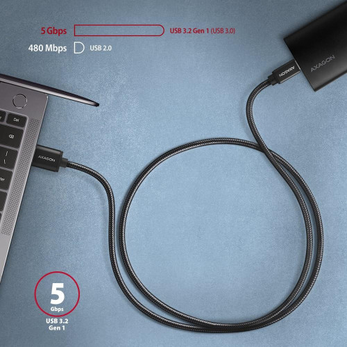 BUCM3-AM15AB Kabel USB-C - USB-A, 1.5m, USB 3.2 Gen 1 3A, ALU, oplot, czarny-8932116
