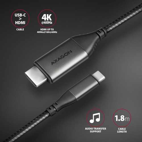 RVC-HI2MC Adapter USB-C -> HDMI 2.0 4K/60Hz Aluminum, 1.8m kabel-8932192
