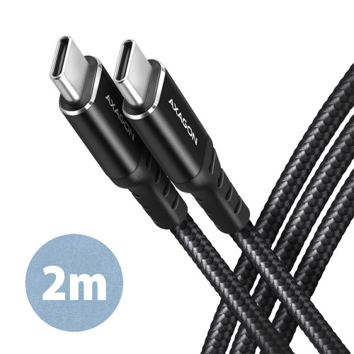 BUCM-CM20AB Kabel USB-C - USB-C 2.0, 2m, PD 60W, 3A, ALU, oplot Czarny-8932227