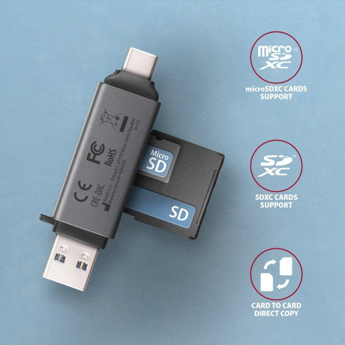 CRE-DAC Czytnik kart zewnętrzny USB3.2 Gen 1 Type-C + Type-A SD/microSD-8932364