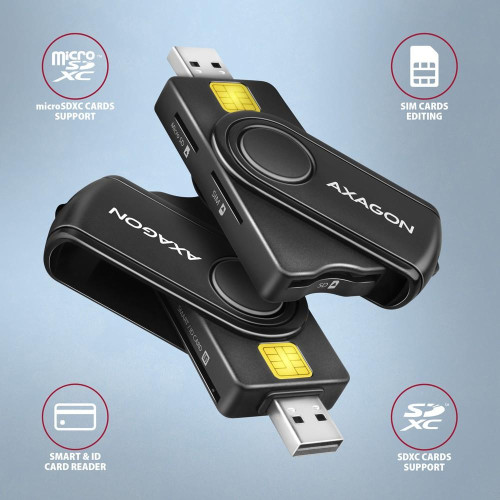CRE-SMP2A Czytnik kart identyfikacyjnych & SD/microSD/SIM card PocketReader USB-8932424