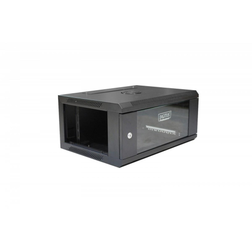 Szafa krosowa wisząca 19 cali 4U rack 600x450, drzwi szyba, niedzielona, złożona, nośność 60kg Czarna-8934246