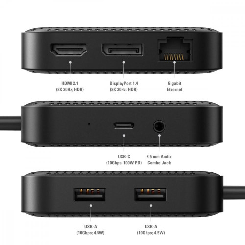 Mobilna stacja dokująca USB4 Czarna HDMI 8K/RJ45/USB-A/DisplayPort -8934726