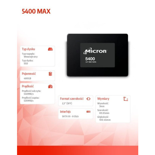 Dysk SSD 5400 MAX 480GB SATA 2.5 7mm Single Pack-8934799