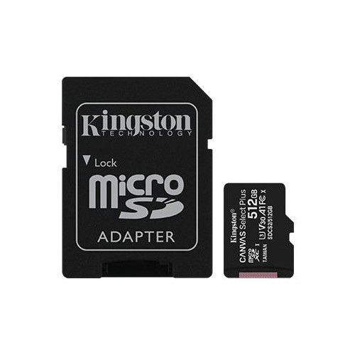 Karta pamięci z adapterem Kingston Canvas Select Plus SDCS2/512GB (512GB; Class 10, Class U1, V10; + adapter)-894109