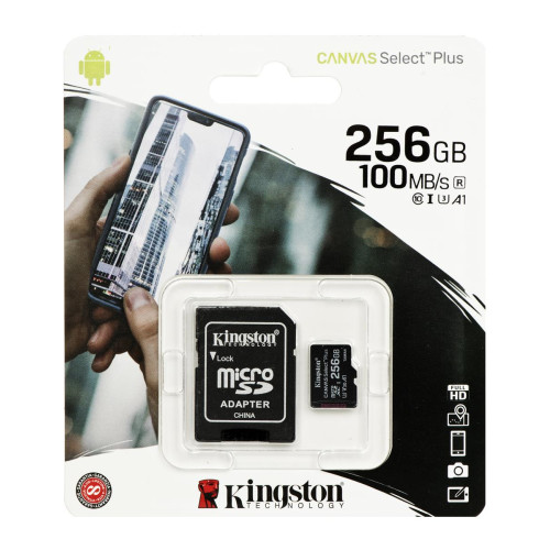 Karta pamięci z adapterem Kingston Canvas Select Plus SDCS2/256GB (256GB; Class 10, Class U1, V30; + adapter)-894136
