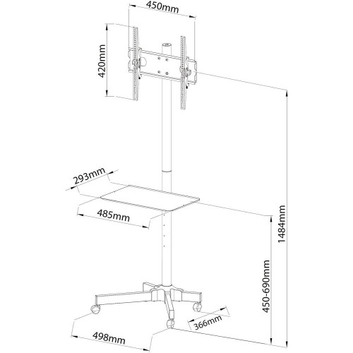 TECHLY STOJAK MOBILNY TV LED/LCD 23-55 CALI 150CM REGULOWANY ICA-TR21-8974468