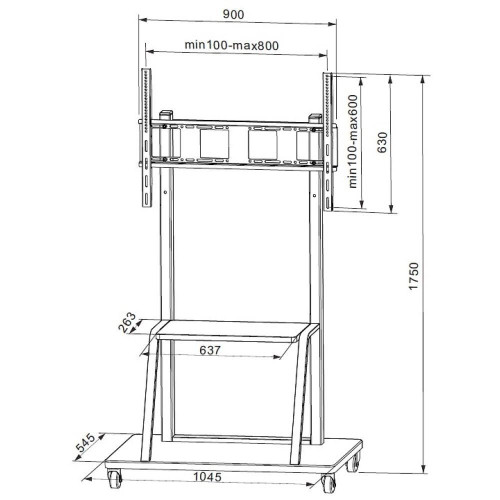 TECHLY STOJAK MOBILNY TV LED/LCD/PDP 55-100 CALI 150KG Z PÓŁKĄ ICA-TR30-8974521