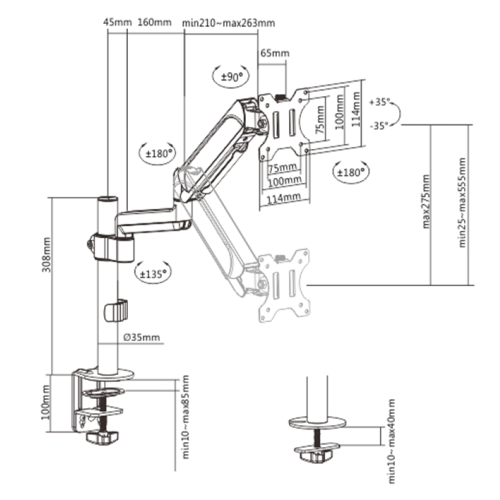 GEMBIRD BIURKOWE REGULOWANE RAMIĘ/UCHWYT NA MONITOR 17-32, VESA 100X100MM, DO 9 KG-9026856