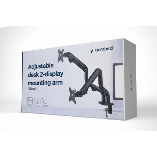 GEMBIRD BIURKOWE REGULOWANE RAMIĘ/UCHWYT NA 2 MONITORY 17-32, 100X100MM, DO 8 KG-9026860