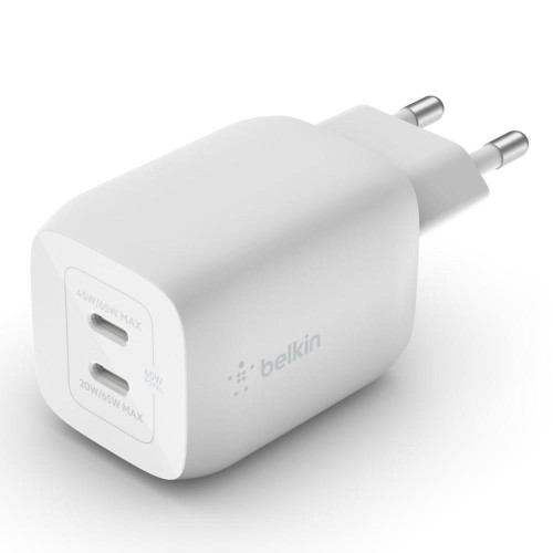 BELKIN WALL CHARGER 65W DUAL USB-C GAN PPS WHITE-9062306