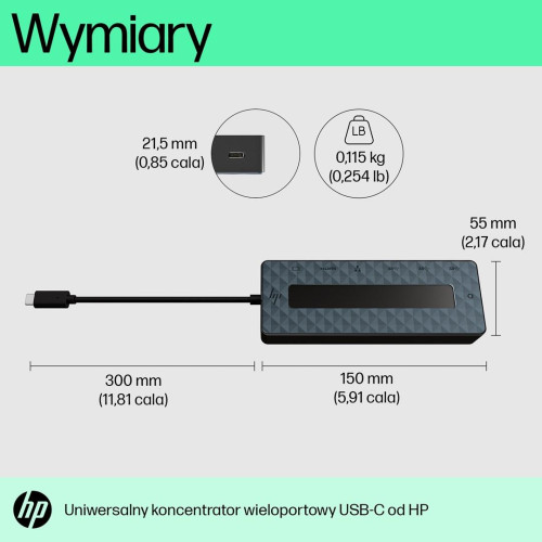 Stacja dokująca HP USB-C Universal Multiport Hub czarna 50H98AA-9062907