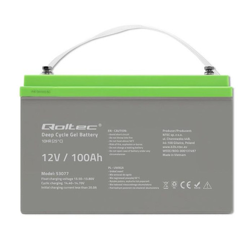 QOLTEC AKUMULATOR ŻELOWY DEEP CYCLE | 12V | 100AH-9153322