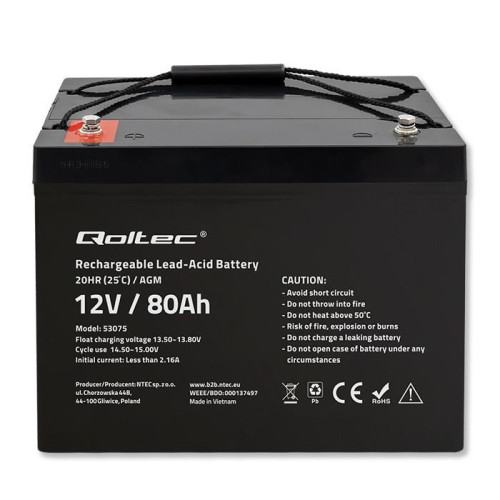 QOLTEC AKUMULATOR AGM 12V | 80AH-9153348