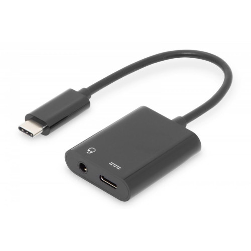 Kabel rozdzielacz USB 3.1 Typ C Gen.2 SuperSpeed+ 10Gbps Mini Jack 3.5mm + Typ USB C czarny, 20cm-915381