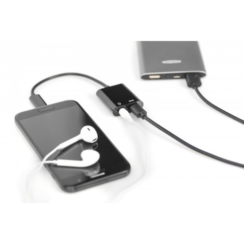 Kabel rozdzielacz USB 3.1 Typ C Gen.2 SuperSpeed+ 10Gbps Mini Jack 3.5mm + Typ USB C czarny, 20cm-915382