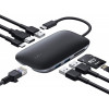 CB-C71 aluminiowy HUB USB-C | 8w1 | RJ45 Ethernet 10/100/1000Mbps | 3xUSB 3.1 | HDMI 4k@30Hz | SD i microSD | USB-C Powe