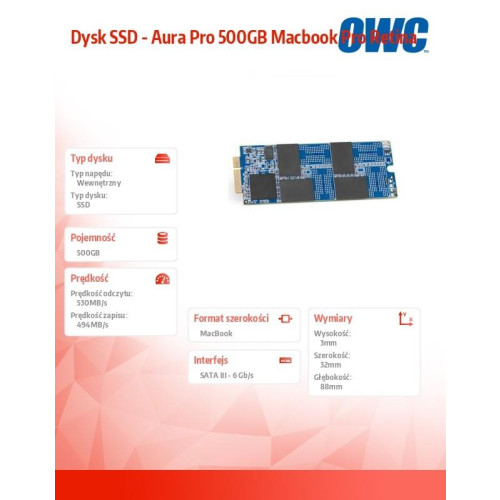 Dysk SSD - Aura Pro 500GB Macbook Pro Retina-916461