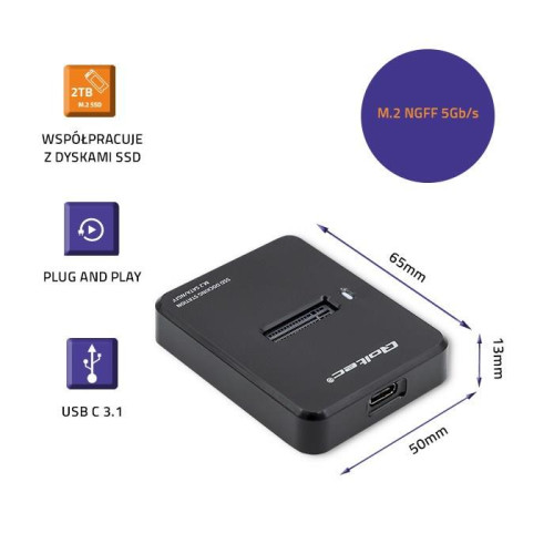 QOLTEC STACJA DOKUJĄCA DYSKÓW SSD M.2 SATA | NGFF | USB 3.1-9168372