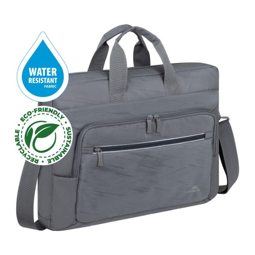 RIVACASE TORBA NA LAPTOP 15,6-16 ALPENDORF ECO, SZARA, MATERIAŁ WODOODPORNY, EKO RPET, KIESZENIE NA SMARTFON, DOKUM., AK
