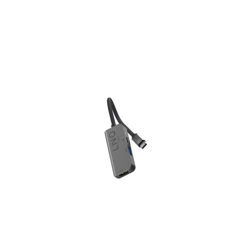 LINQ HUB USB-C ADAPTER 3IN1 USB-C (1X HDMI 2.0 4K/60HZ, 1X USB-A 3.2 GEN1, 1X USB-C PD 100W DO ZASILANIA),PLECIONY KABEL 12CM-9174015