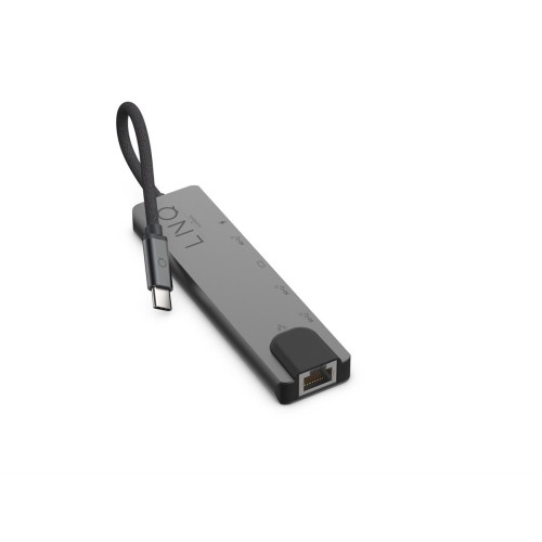 LINQ HUB USB-C 6IN1 PRO MULTIPORT (HDMI 2.0 4K/60HZ, USB-C PD 100 W DO ZASILANIA, USB-C 3.2, 2X USB-A 3.2, GBIT ETHERNET)-9174030