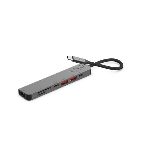 LINQ HUB USB-C 7IN1 PRO C MULTIPORT (HDMI 4K/60HZ, USB-C PD100 W DO ZASILANIA, USB-C 3.2, 2X USB-A 3.2, SLOT TF/MICROSD, SD)-9174062