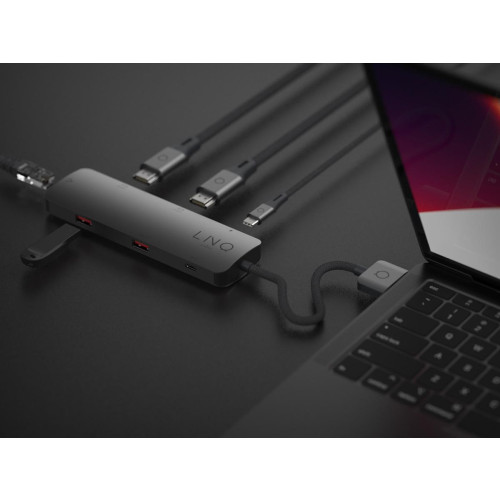 LINQ HUB USB-C 7IN2 D2 PRO MST USB-C MULTIPORT DO MACBOOK AIR/PRO HDMI 4K/60HZ,4K/30HZ, USB-C PD100W DO ZASILANIA,USB-C/A, RJ-9174078