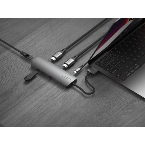 LINQ HUB USB-C 7IN2 D2 PRO MST USB-C MULTIPORT DO MACBOOK AIR/PRO HDMI 4K/60HZ,4K/30HZ, USB-C PD100W DO ZASILANIA,USB-C/A, RJ-9174080