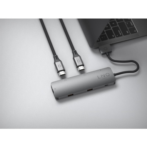 LINQ HUB USB-C 7IN2 D2 PRO MST USB-C MULTIPORT DO MACBOOK AIR/PRO HDMI 4K/60HZ,4K/30HZ, USB-C PD100W DO ZASILANIA,USB-C/A, RJ-9174094
