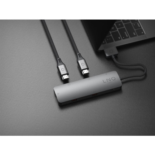 LINQ HUB USB-C 7IN2 D2 PRO MST USB-C MULTIPORT DO MACBOOK AIR/PRO HDMI 4K/60HZ,4K/30HZ, USB-C PD100W DO ZASILANIA,USB-C/A, RJ-9174095