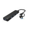Hub USB-C 4 porty Mayfly czarny + adapter USB-A -9199170