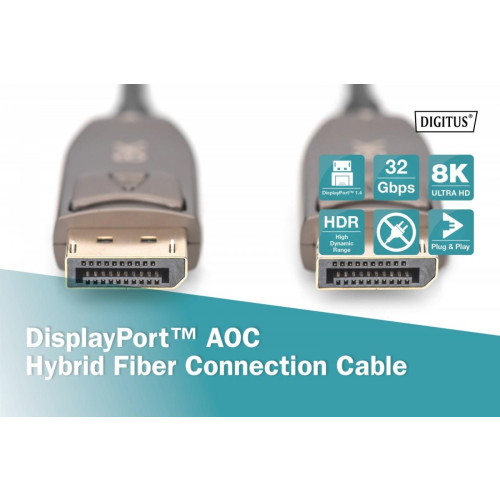 Kabel połączeniowy hybrydowy AOC DisplayPort 1.4 8K/60Hz UHD DP/DP M/M 15m Czarny-9194441