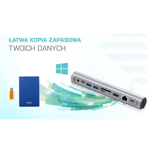 Zestaw stacja dokująca + podstawka Metal Cooling Pad for notebooks (up-to 15.6) with USB-C Docking Station (Power Delivery 100 W) -9195849