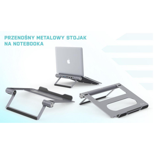 Zestaw stacja dokująca + podstawka Metal Cooling Pad for notebooks (up-to 15.6) with USB-C Docking Station (Power Delivery 100 W) -9195852