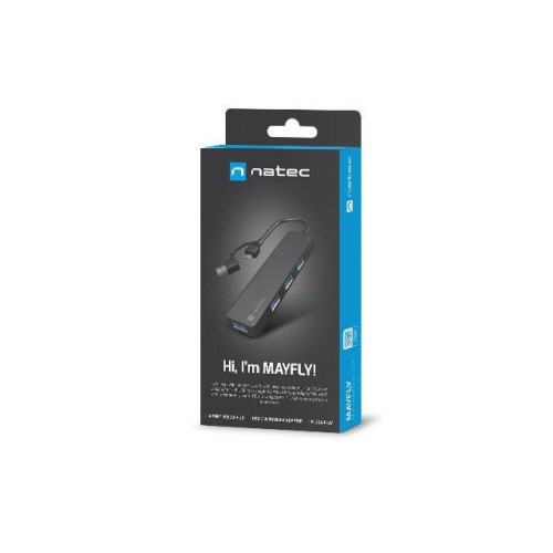 Hub USB-C 4 porty Mayfly czarny + adapter USB-A -9199171