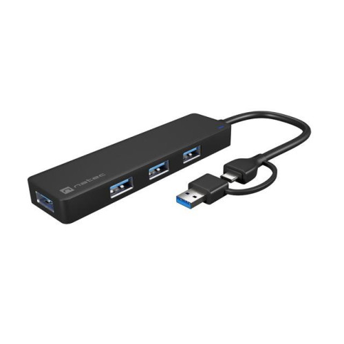 Hub USB-C 4 porty Mayfly czarny + adapter USB-A -9199172