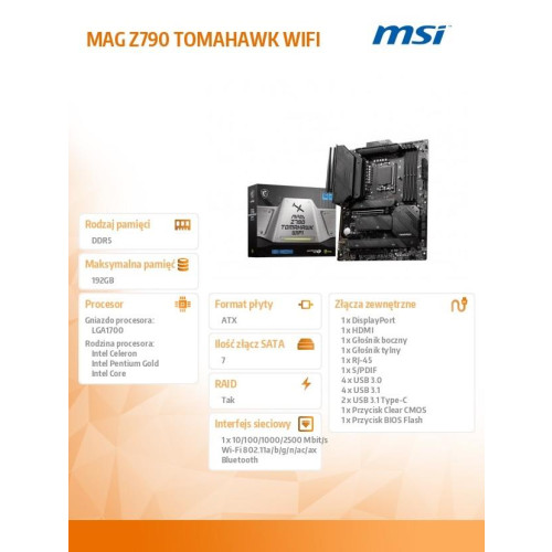 Płyta główna MAG Z790 TOMAHAWK WIFI s1700 4DDR5 DP/HDMI ATX -9199613