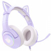 Słuchawki gamingowe Onikuma K9 RGB kocie uszka USB fioletowe (przewodowe)-9204967