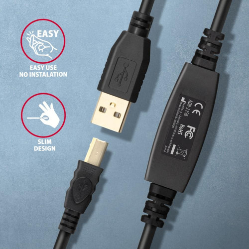 ADR-215B USB 2.0 A-M -> B-M aktywny kabel połączeniowy/wzmacniacz 15m-9200951