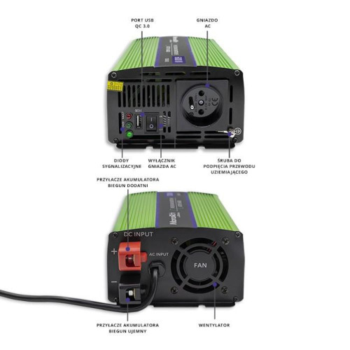 Przetwornica napięcia Monolith | ładowanie baterii | UPS | 300W |600W | 12V na 230V | Czysty Sinus -9201527