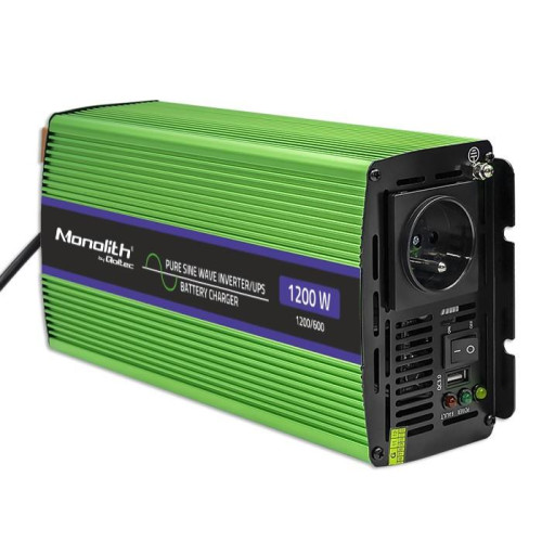 Przetwornica napięcia Monilith | ładowanie baterii | UPS | 600W |1200W | 12V na 230V | Czysty Sinus -9201543