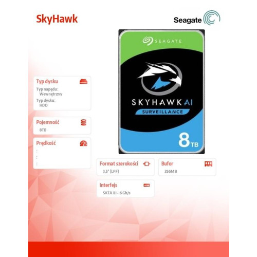 Dysk SkyHawk 8TB 3,5 cali 256MB ST8000VX010 -9201695