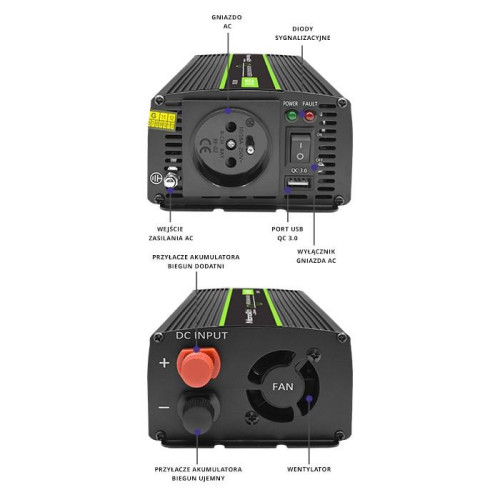 Przetwornica napięcia Monolith | 300W | 600W | 24V na 230V | Czysty Sinus -9202469