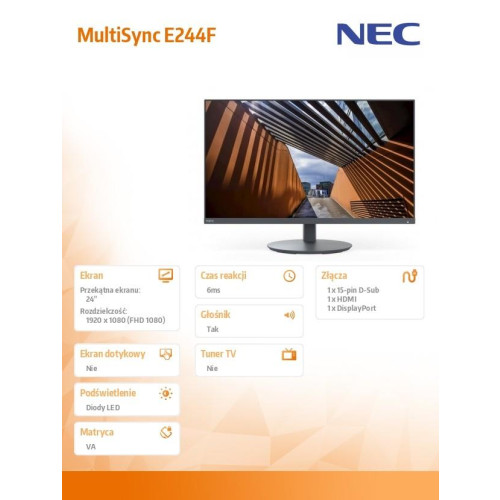 Monitor MultiSync E244F 24 cale DP HDMI czarny-9204188