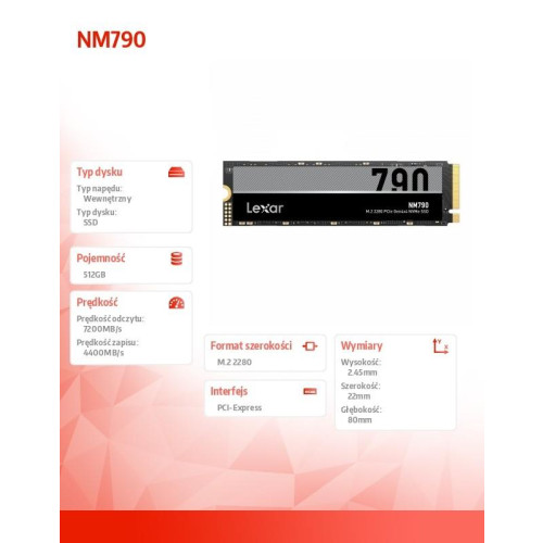 Dysk SSD NM790 512GB 2280 PCIeGen4x4 7200/4400MB/s -9204207
